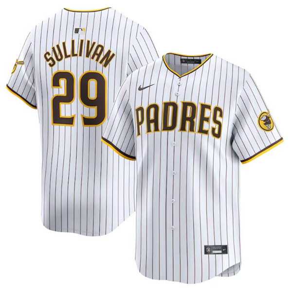 Men%27s San Diego Padres #29 Brett Sullivan White 2024 Home Limited Baseball Stitched Jersey Dzhi